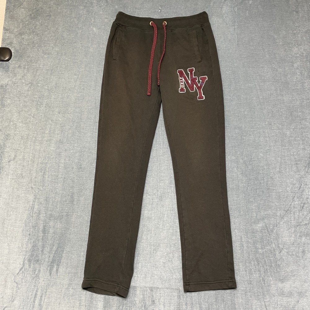 Aeropostale Sweatpants Mens XS Black Fleece Lined Straight Leg Drawstring Waist